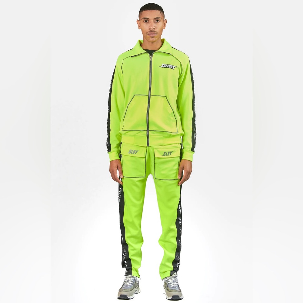 soleboy tracksuit, lime green, Size medium
